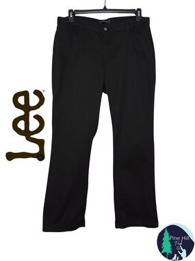 Lee Riders Pants Womens 16P Black Straight Leg Mid-rise Twill Work Casual EUC
